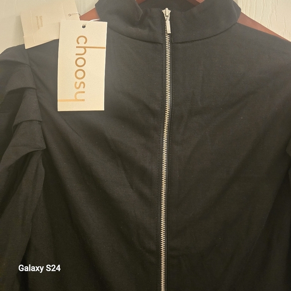 Elegant Black Zip Up Front Long Sleeve  Lined Mini Dress Sz:0&2 XS/& S - Picture 9 of 15